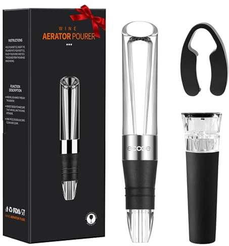 ecooe Weinbelüfter Wein Dekanter Set mit Vakuum Weinpumpe Folienschneider, Dekantierausgießer mit Belüfter & Vakuum Weinverschluss Tropffreier Wein Dekanter, Geschenk für Weinliebhaber Manner Frauen