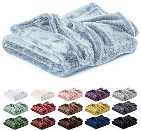 Lavea® Mikrofaser Kuscheldecke flauschig und weich, warme Fleecedecke für Sofa und Bett, Pflegeleichte Decke, atmungsaktiv und hautfreundlich, Wolldecke, Sofadecke Wohnzimmer, Winterblau, 150x200 cm