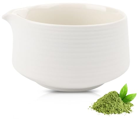 YAIRSTEN Matcha Bowls, Matcha Bowl with Spout Handmade Japanese Style Ceramic Matcha Chawan Traditional for Beginners and Enthusiasts