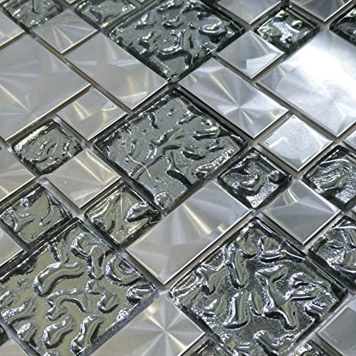 Designer Hong Kong Grey and Silver Mosaic Walls Floors Tiles Sheet Bathroom