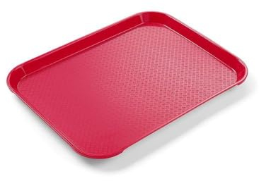HENDI Plateau de Service, Petit, rectangulaire, Multi-Usage, résistant jusqu'à 80°C, Plateau Fast Food, pour Servir Nourriture et Boissons, Restauration Rapide, 265x345x(H) 20mm, Rouge, polypropylène