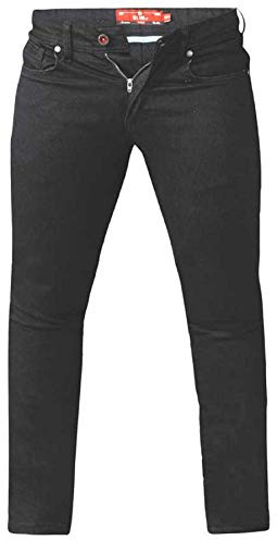 Duke D555 Mens Big Size Tapered Fit Stretch Jeans in Black (Claude) in 42W x 30L