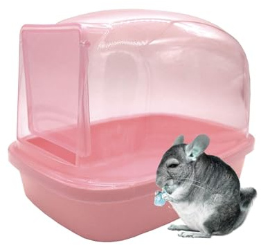kathson Hamster Sand Bath Container Dwarf Hamster Dry Bathroom Chinchilla Sauna Toilet Plastic Sand Bathtub Sand Box Ideal for Guinea Pig Gerbil Hedgehog Squirrel and Other Small Animals (Pink)