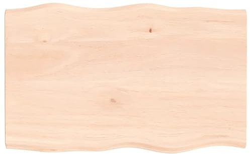 Homgoday Tischplatte Ersatztischplatte Schreibtischplatte Holzplatte Tischplatte Ersatztei für Esstisch Couchtisch Gartentisch 80x50x2 cm Massivholz Eiche Unbehandelt Baumkante