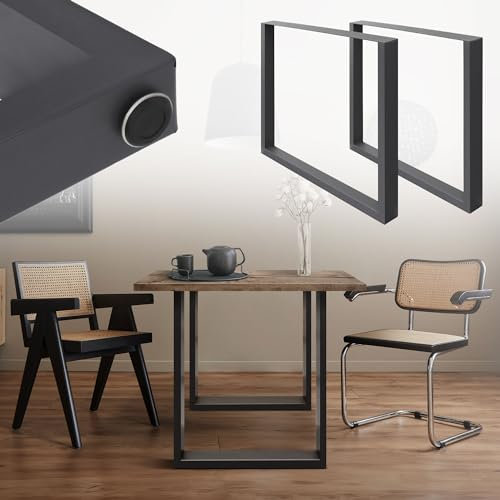 ML-Design 2er Set Tischbeine 70 x 72 cm, Anthrazit, pulverbeschichteter Stahl, Vierkantprofilen, Industriedesign, Metall Tischkufen Tischuntergestell Tischgestell Möbelfüße, für Esstisch, Schreibtisch