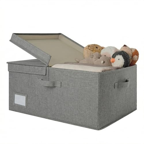 GRANNY SAYS Contenitori grandi con coperchi, scatole decorative, contenitori in tessuto, organizziere per vestiti pieghevoli e biancheria, 63 litri per armadio