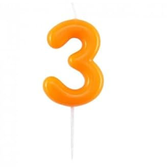 Candelina Laccata Numero Arancione 0 1 2 3 4 5 6 7 8 9 (9cm) Compleanno Anniversario (3)