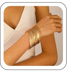 Wendalern Gold-Armreifen-Armband-Set Für Frauen Multi Stapeln Breite Klobige Armreifen Indischen Bollywood Dünnen Armreifen Armbänder Ethnischen Strukturierten Twist Armbänder Sammlung Outfit Schmuck