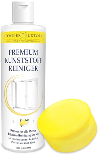 Kunststoff Fenster Intensiv Reiniger zur Reinigung & Pflege von Fensterrahmen Türen Rollladen Jalousien Lamellen & Gartenmöbel inkl. Schwamm COOPER & BURTON