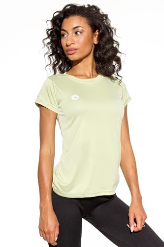 Leichtes Damen Sport T-Shirt – Atmungsaktiv, Schnelltrocknend & Elastisch – Ideal für Fitness, Laufen, Yoga – Funktionsshirt in vielen Farben & Größen - Light Khaki, Gr. L