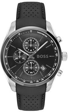 BOSS Montre Chronographe à Quartz avec Calendrier pour Homme Collection Grand Prix 44 avec Bracelet en Acier Inoxydable ou en Cuir
