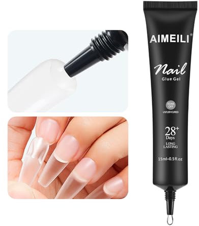 AIMEILI UV Gel Colla Per Unghie Finte Semipermanente 15ml - Resina Extra Forte, Lunga Durata