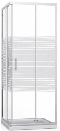 ZIK - Box Doccia Angolare 80x80 2 Lati (Altezza 190) Cabina Doccia Completa in Vetro Temperato 6mm Reversibile, Box Doccia Completo con Porta Scorrevole, Tutti i Componenti Necessari sono Inclusi