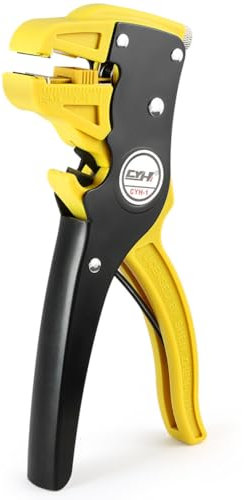 flintronic Pinza Spelafili Automatica, Pinza Spelacavi Frontale Autoregolabile, Spelafili Elettricista 2 in 1, per Spelatura e Taglio di Cavi da 0,2-8 mm², per Lavori Precisione, Nero e Giallo