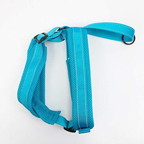 LYVQZPWLRHund dra med en vård, Hunddragsele Bekväm nätsele for stor hund Reflekterande djursele Väst mjuk Andningsbar hundsele Bröstrem(Blu,X-Large)