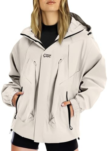 riou Giacca Impermeabile Donna Antivento Leggera Giacca a Vento Pioggia Sportivo Giacche con Cappuccio Cerniera e Dettagli Catarifrangenti Morbido Giubbino Trench Ragazza Antipioggia Viaggio Outdoor
