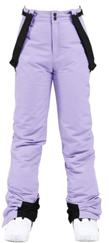 HOTIAN Damen Skihose Hosenträgerhose Snowboardhose Damen Winter Warm Wasserdicht Winddicht Abnehmbare Skilanglaufhose Thermohose Wanderhose Purple01 L