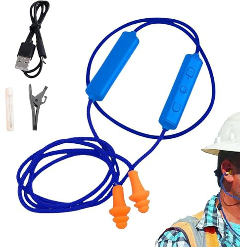 Tappi per le orecchie Bluetooth per lavoro, tappi per le orecchie per lavoro, tappi per le orecchie in silicone riutilizzabili, ideali per sorgenti di rumore forte, protezione dell'udito, cantieri