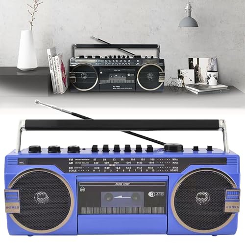 Retro Kassettbandspelare, Bärbar Boombox CD-bandspelare, Kassettbandspelare Med Dubbla Stora Högtalare, Stödjer Alla Standard 3,5 Mm Hörlurar För Familjesammankomster, Kontor, Vardagsrum Och Resor