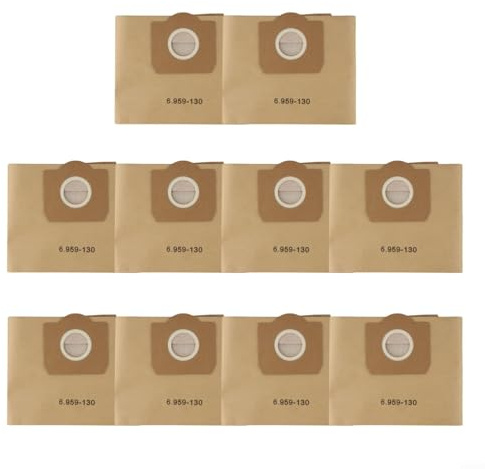 BlesConi Recambio para Kärcher 6.959-130.0, paquete de 10 bolsas de filtro de papel para aspiradora WD3, A2201, A2204, 2504, 2554, 2251