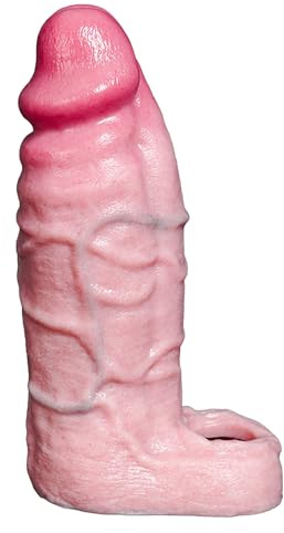 Funda for pene realista grande de 2,28 pulgadas de diámetro, funda for pene reutilizable con anillo, ampliadora silicona, masculina, juguete sexual adultos hombres(C)