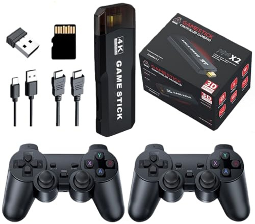 Console di giochi retrò da 128 GB con 38.000 giochi integrati, controller wireless, uscita HDMI per TV, game stick 4K ×2, regalo per bambini e adulti