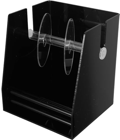 Lurrose Distributeur D’étiquettes Autocollantes 3 Compartiments en Acrylique Noir, Porte-autocollants Multi-rouleaux Compact pour Bureau, Organisateur Pratique pour Étiquetage et Gestion