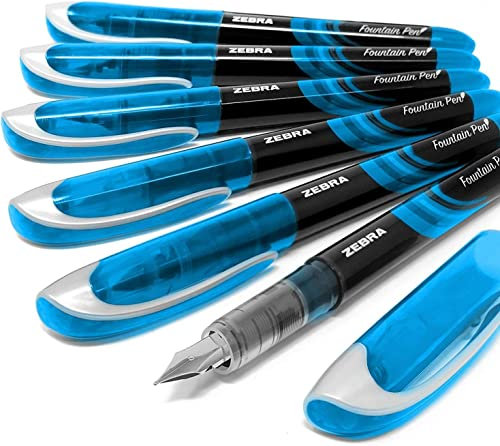 Zebra Fuente - Disposable Fountain Pen - Light Blue Ink - Pack of 6