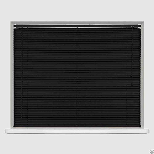 Optimal Products Easy-Fit PVC Venetian Window Blinds Trimmable Home Office Blind New (Black, 45cm x 150cm)