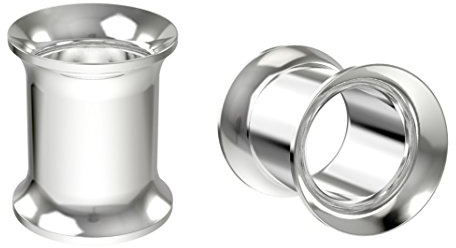 Bling Piercing 2pc 0g Surgical Stainless Steel Tunnel Plugs 8mm Metal Gauges Earrings Flesh Expander Double Flared