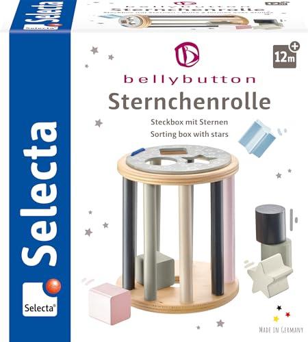 Selecta- Bellybutton - Rodillo de madera (13 cm), Color rollo de estrella. (Schmidt Spiele 64017) , color/modelo surtido