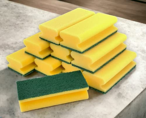 Profi Qualität XL Topfreiniger Jumbo - Schwamm - Spülschwamm - Reinigungsschwamm - 15,5 x 6,8 x 4 cm - gelb/grün (10er Pack)
