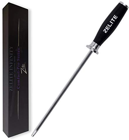 Zelite Tige Aiguiseur Couteaux Professionnel de 25cm, Affuteur Couteau, Fusil a Aiguiser en Carbone, Aiguisage de Couteaux Résistant aux Taches et Rouille, Eguiseur de Couteau, Poignée Ergonomique ABS