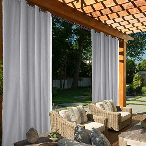 MINGPINHUIUS Rideaux d'extérieur Jardin Patio Rideau Occultant Étanche Coupe-Vent Protection UV Résistant à la moisissure, Rideaux à Isolation Thermique avec œillet (Gris, 2 pièces / 132 X 240 CM)