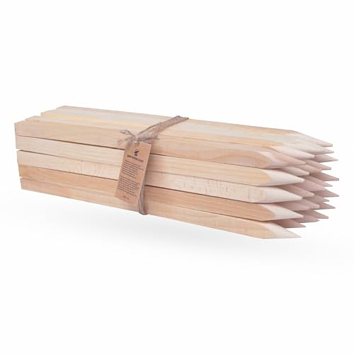 Pali in Legno Duro per Piante - 25 Pezzi Bastoncini Affilati e Quadrati | Picchetti per Rampicanti, Marcatura, Segnaletica o Delimitazione - Bordi: 2,50cm (50 cm)