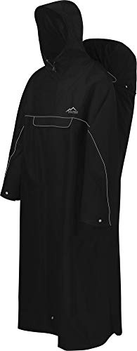normani Regenponcho mit Rucksackfunktion - Wassersäule: 12.000 mm - Outdoorponcho - Extra Langer Wanderponcho Regencape Reiseponcho mit Ärmeln für Damen und Herren Farbe Schwarz Größe XXL-3XL