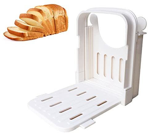 Affetta Pane, Panino Multifunzionale/Tostapane, Affettatrice Manuale Portatile Pieghevole e Regolabile per Tagliare Pane a 4 Fette di Spessore Veloce e Sicuro