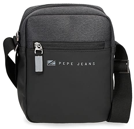 Pepe Jeans Jarvis Tracolla media nero 17 x 22 x 6 cm Poliestere con dettagli in finta pelle