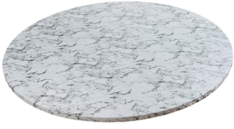 Fenteer Mantel redondo ajustable con reverso de franela, mantel impermeable y lavable, borde elástico, patrón de mármol blanco de lujo, para mesas redondas, de 114 a 142 cm