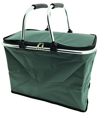 XXL Kühltasche Thermo Einkaufskorb Picknick Kühlbox Campingtasche faltbar stabil Rot Schwarz Grün (Grün)