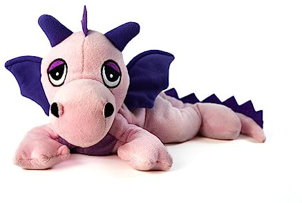 Habibi Plush Wärmekissen/Stofftier f. Kinder und Erwachsene – 1870 Glücksdrache rosa mit Hirsefüllung, Wärmekuscheltier zum Erwärmen in der Mikrowelle/Backofen, ideal auch für Babys