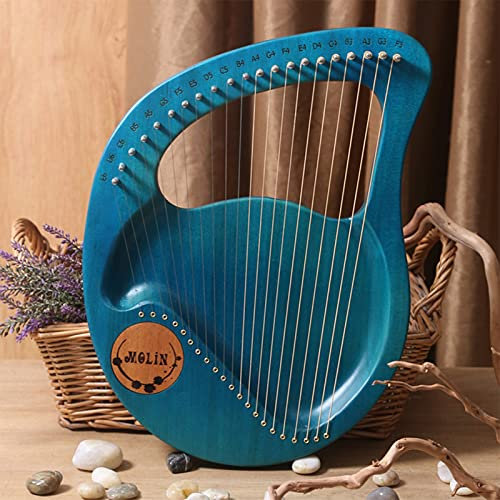 Lyra-Harfe, 21 für Erwachsene, kleine Harfe, Metall-Harfe, Saiteninstrumente, Mahagoni-Musikinstrumente, Lyra-Harfe mit Stimmschlüssel, Schwarze Gigbag, Anfänger, Musikliebhab