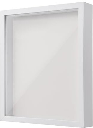 3D Bilderrahmen zum Befüllen, 22x27cm 3D Tief Objektrahmen mit Transparente Acrylplatte Rahmen, Schattenbox Vitrine Rahmen, Hölzern 3D Rahmen für Medaillen Blumen Erinnerungsstücke Foto (Weiß 3CM)