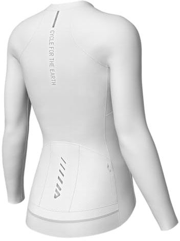 Wulibike Cycling Jersey Women Long Sleeve,Bike Shirts for Women Biking Tops Breathable Cycle Jerseys with 4 Pockets White M
