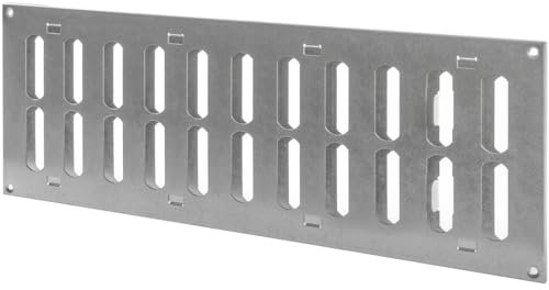Cubierta de ventilación de pared de aire ajustable galvanizada de 16 x 6 pulgadas (dimensiones exteriores), rejilla de metal para interiores y exteriores, calefacción, refrigeración, ventilación para
