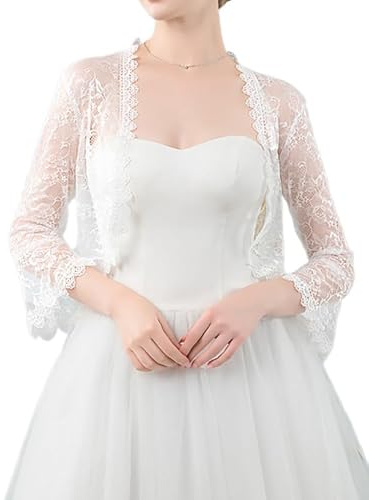 Campsis Bride Lace Shawls White Flower Wedding Wraps and Shawls Cover up Appliques Floral Bridal Stoles for Women and Girls