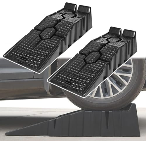 FIVMEN Rampa di Carico per Auto 2 Pezzi Rampa per Auto in Plastica Cunei di Salita Rampa da 2,5 T Rampa di Carico Pesanti con Protezione Carrabile per Camper Auto