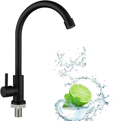 Kaltwasserhahn Küche Schwarz, Armatur Schwarz, Waschbecken Armaturen, Wasserhahn Kaltwasser Schwar, Einzelner kalter Wasserhahn, für Küche oder Bad, Armatur KücheHohem