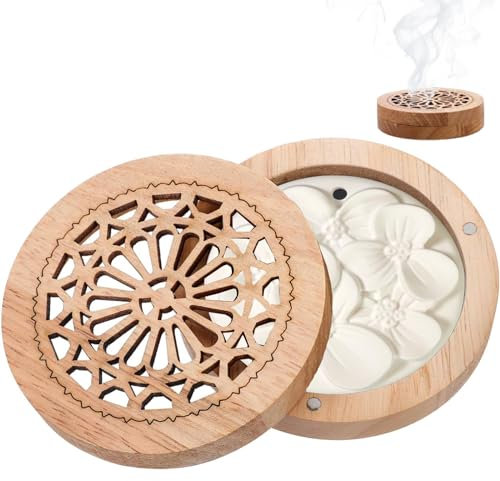 Piedra aromática, difusor de aceites esenciales con piedra aromática, contiene una caja de madera adecuada para la difusión de aceites esenciales en coches, oficinas y dormitorios
