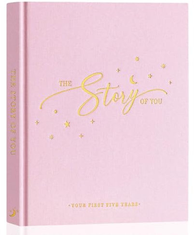 Lanpn Baby Memory Book - Linen Keepsake - The Story of You - Newborn to 5 Year Journal Scrapbook Photo Album for Boy or Girl (Pink, 154 Pages)